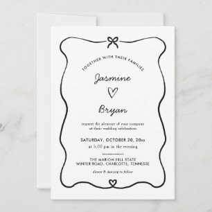 Invitation Mariage de trame de fond de coeur minimaliste Scri