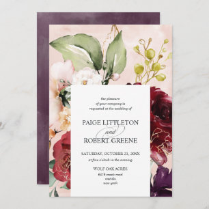 Invitation Mariage de trame florale de couleur d'eau vive