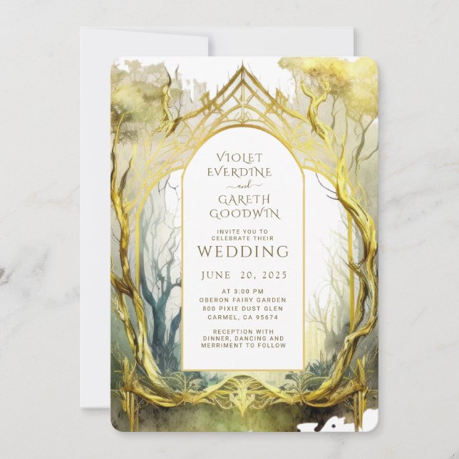 Invitation Mariage de trame or Enchanted Forest Portal (Devant)