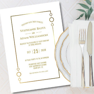 Invitation Mariage de trame or moderne