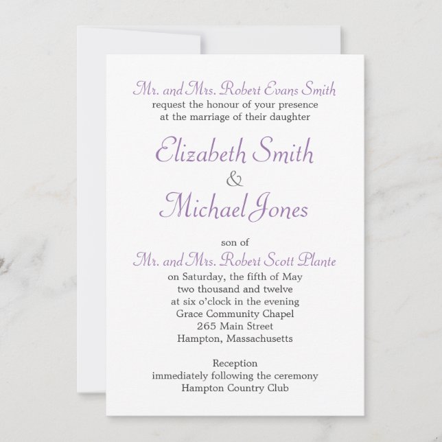 Invitation Mariage de trame Rose Vintage (Devant)