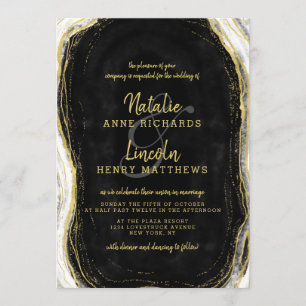 Invitation Mariage de tranche d'âge noir blanc et or