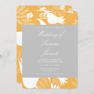 Invitation Mariage de tulipe florale gris-jaune moderne