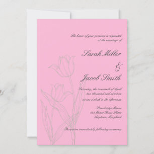 Invitation Mariage de tulipe minimaliste rose et gris