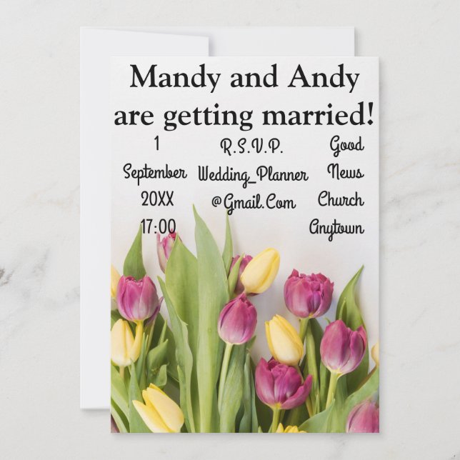 Invitation Mariage de tulipes (Devant)