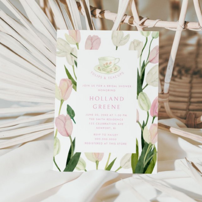 Invitation Mariage de tulipes et de tasses à thé (Créateur téléchargé)