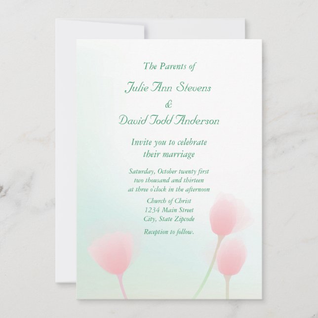 Invitation Mariage de Tulips Pastel Rose doux (Devant)
