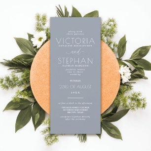 Invitation Mariage de typographie bleu Dusty simple et élégan