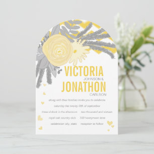 Invitation Mariage de typographie Boho Grey Jellow Zigzag