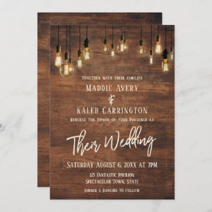 Invitation Mariage de typographie Brown Mur en Bois Edison