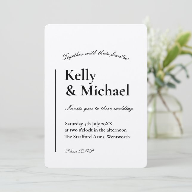 Invitation Mariage de typographie Champagne Shimmer (Debout devant)