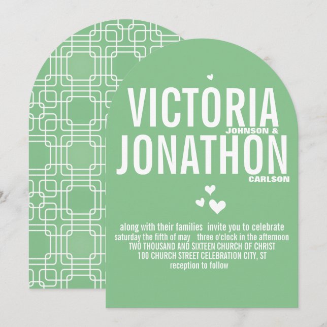 Invitation Mariage de typographie de Motif géométrique modern (Devant / Derrière)