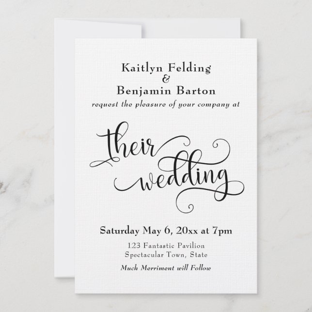 Invitation Mariage de typographie de script simple et élégant (Devant)