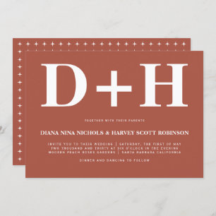 Invitation Mariage de typographie en terre cuite avec caractè