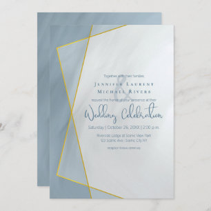 Invitation mariage de typographie géométrique bleu poussiéreu