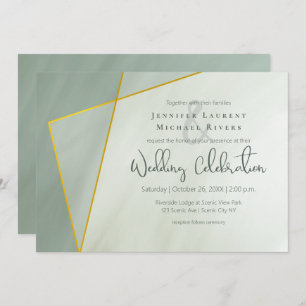 Invitation mariage de typographie géométrique en jade gris