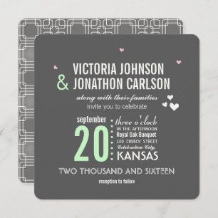 Invitation Mariage de typographie géométrique tendance Mint G