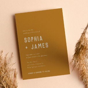 Invitation Mariage de typographie moderne Boho Arch Ochre Ora