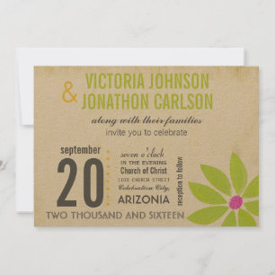 Invitation Mariage de typographie moderne de la marguerite ja
