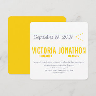 Invitation Mariage de typographie moderne jaune et gris