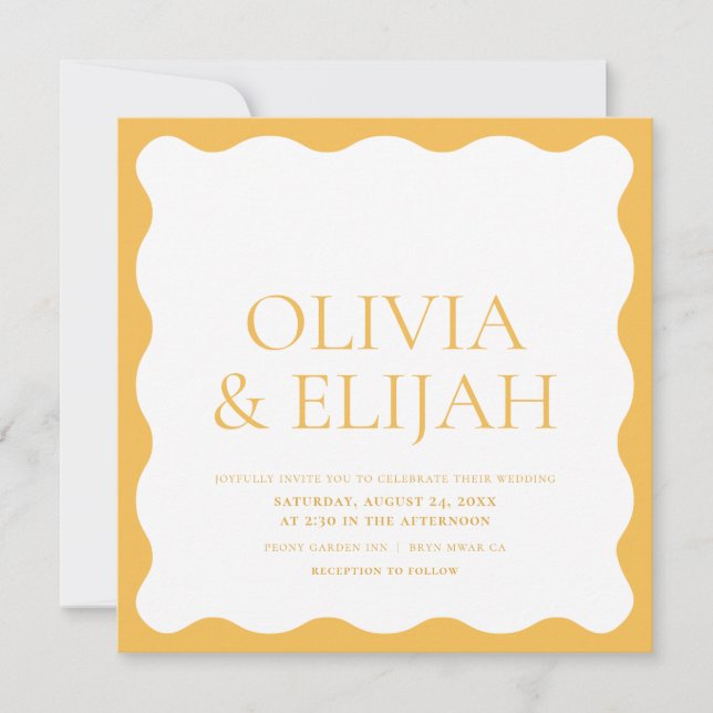 Invitation Mariage de typographie moderne Jaune Vide (Devant)