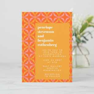 Invitation Mariage de typographie moderne Orange Yellow Retro