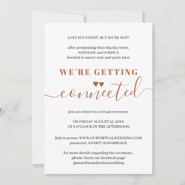 Invitation Mariage de typographie moderne simple et virtuelle (Devant)