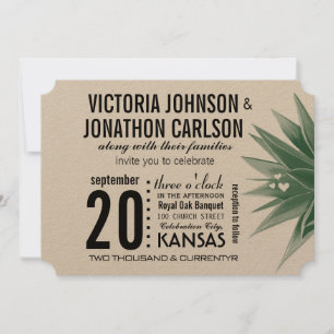 Invitation Mariage de typographie moderne Succulente Cactus d