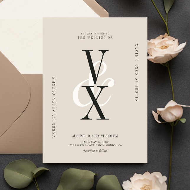 Invitation Mariage de typographie neutre élégant et luxueux (Créateur téléchargé)
