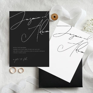 Invitation Mariage de typographie noir blanc