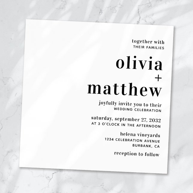 Invitation Mariage de typographie noir blanc moderne (Créateur téléchargé)