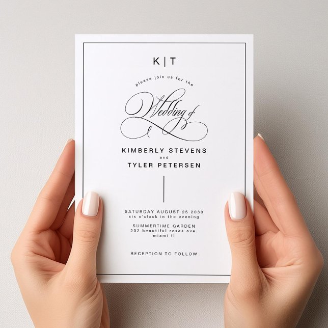 Invitation Mariage de typographie noir et blanc classique (Créateur téléchargé)