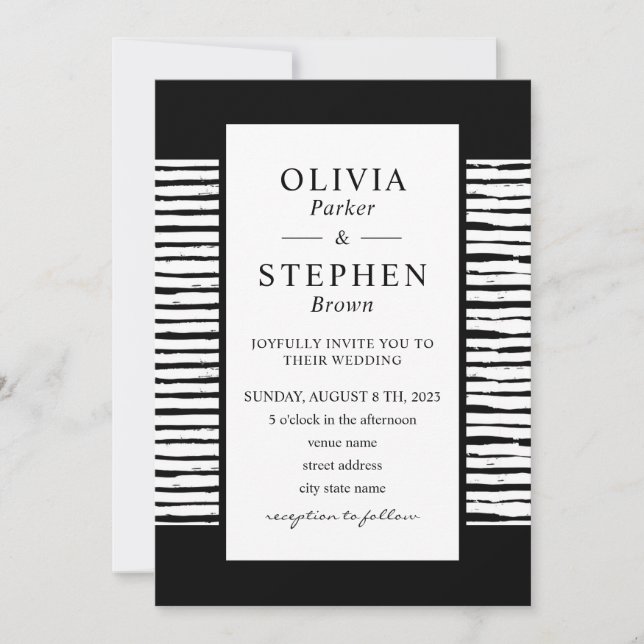 Invitation Mariage de typographie noir et blanc élégant Invit (Devant)