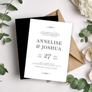 Invitation Mariage de typographie noir et blanc moderne