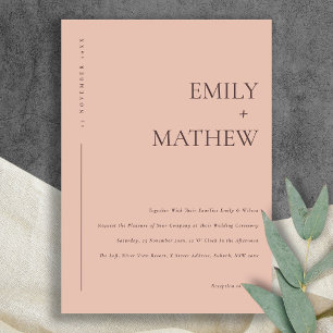 INVITATION MARIAGE DE TYPOGRAPHIE ORANGE DE POINTE MINIMALE