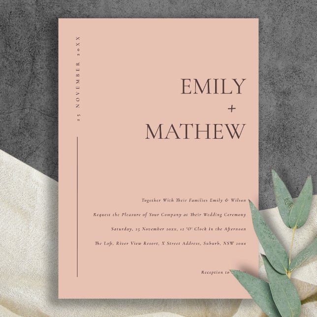 INVITATION MARIAGE DE TYPOGRAPHIE ORANGE DE POINTE MINIMALE (Créateur téléchargé)