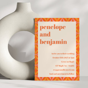 Invitation Mariage de typographie Orange moderne du milieu du