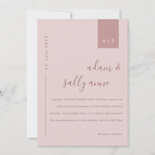 Invitation Mariage de typographie rose Rose Dusty