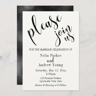Invitation Mariage de typographie simple et moderne "Joignez-