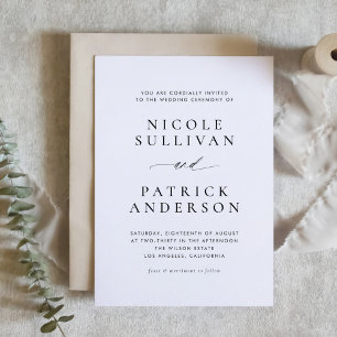 Invitation Mariage de typographie simple noir et blanc