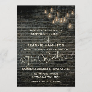 Invitation Mariage de typographie Vintage en briques industri