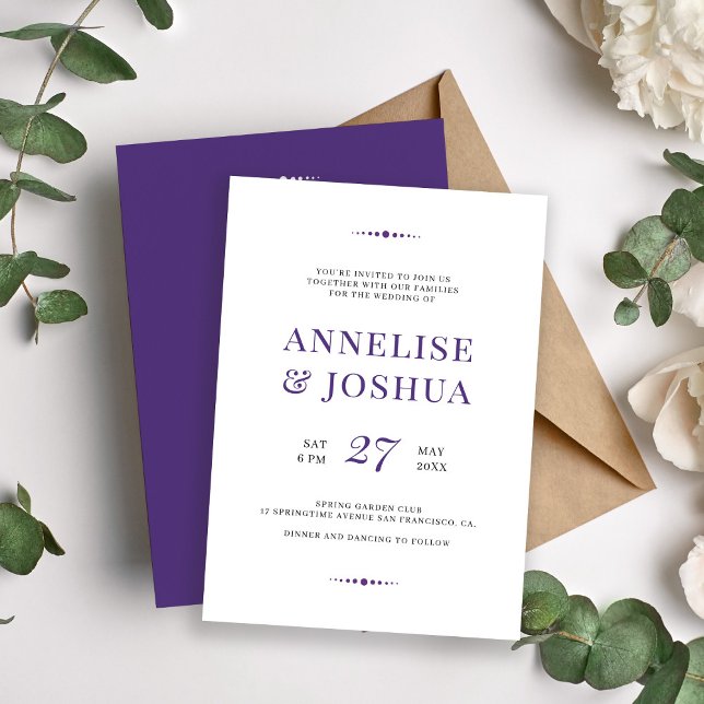 Invitation Mariage de typographie violet moderne simple (Créateur téléchargé)