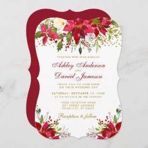 Invitation Mariage de vacances Poinsettia Floral Gold Parties