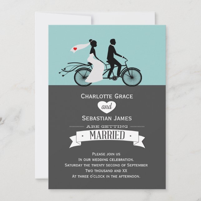 Invitation Mariage De Vélos Cute Tandem (Devant)