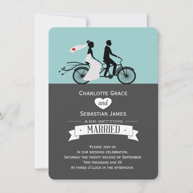 Invitation Mariage De Vélos Cute Tandem (Devant)