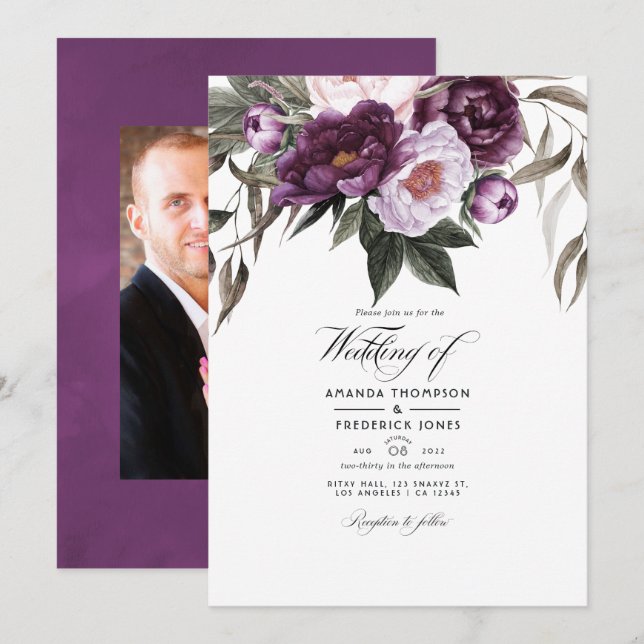 Invitation Mariage de velours profond (Devant / Derrière)