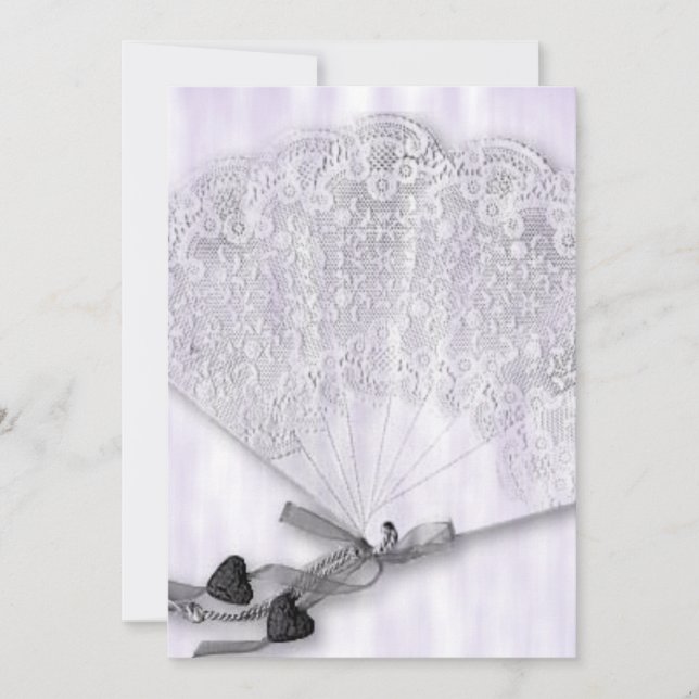Invitation Mariage de ventilateur en dentelle vintage (Devant)