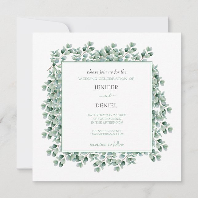 Invitation Mariage de verdure de botanique d'eucalyptus (Devant)