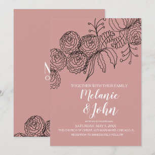 Invitation Mariage de verdure de fleurs botaniques d'œillet