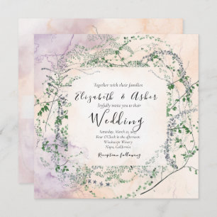 Invitation Mariage de verdure de la forêt d'aquarelle